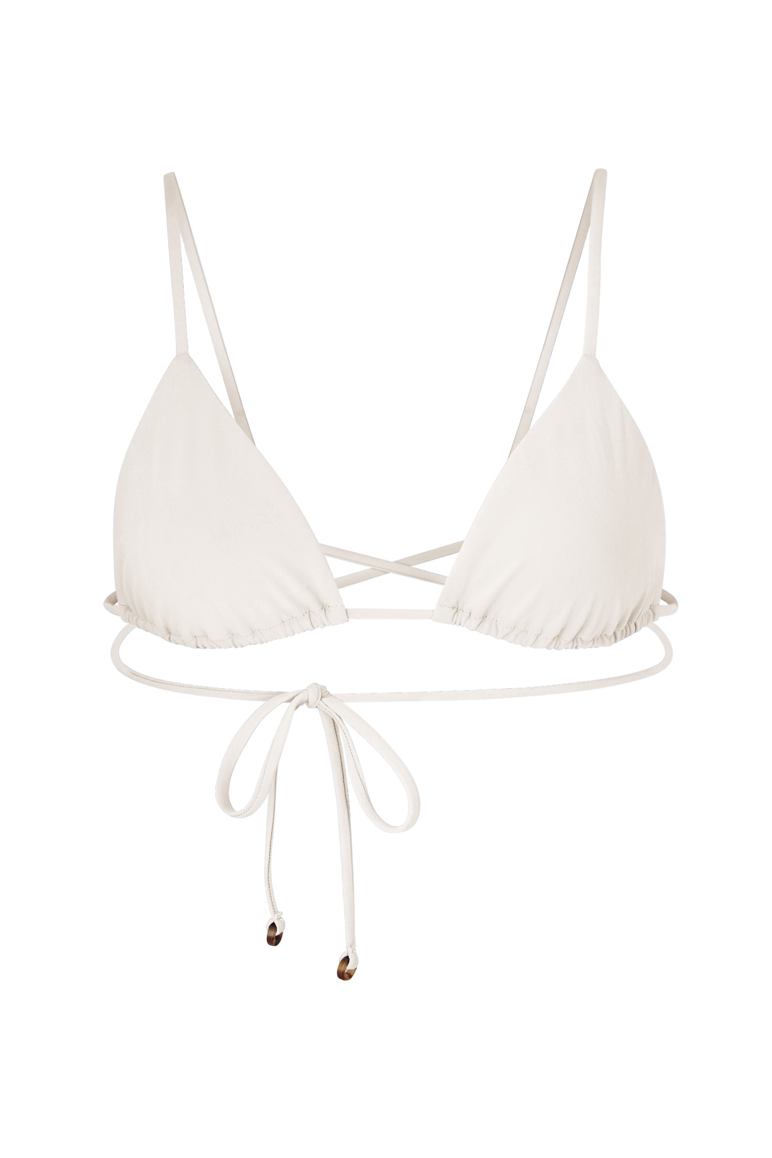 Wrap Triangle Bikini Top Off-White on White Background