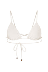 Wrap Triangle Bikini Top Off-White on White Background