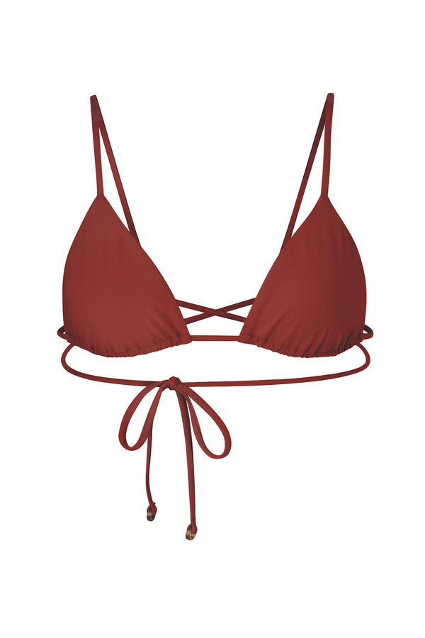 Wrap Triangle Bikini Top Umber on White Background